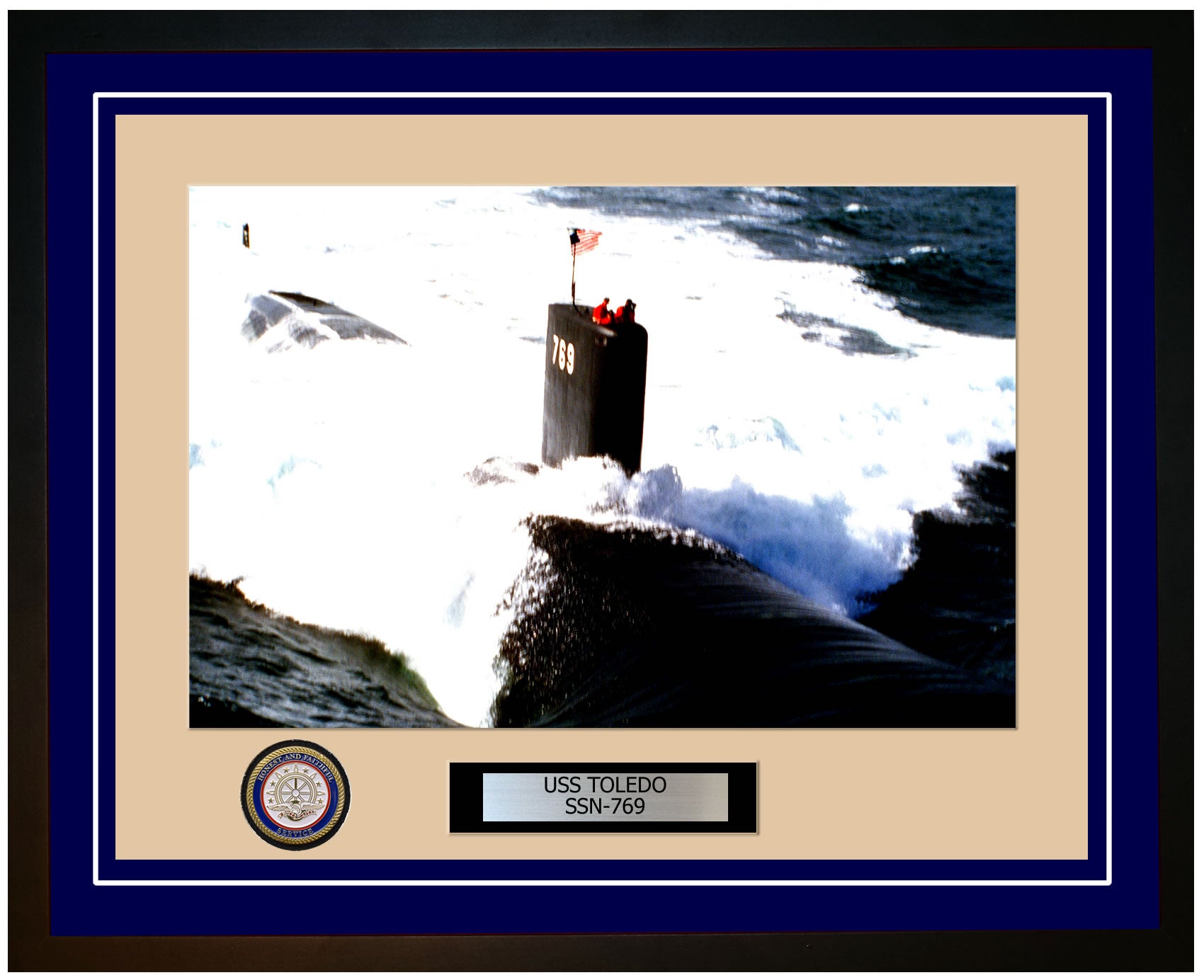 USS Toledo SSN-769 Framed Navy Ship Photo Blue