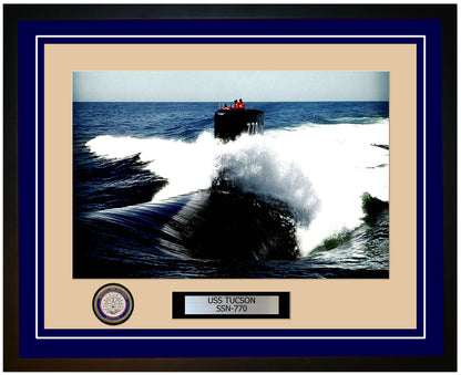 USS Tucson SSN-770 Framed Navy Ship Photo Blue