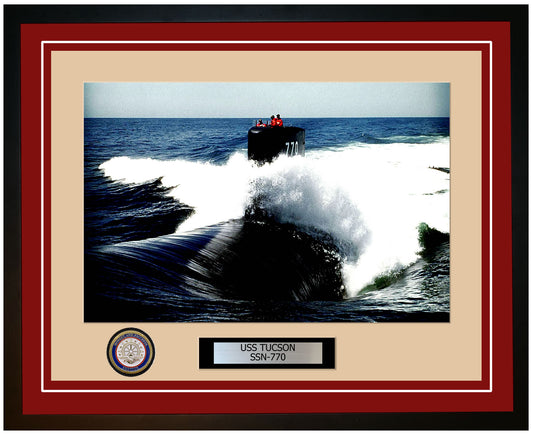 USS Tucson SSN-770 Framed Navy Ship Photo Burgundy