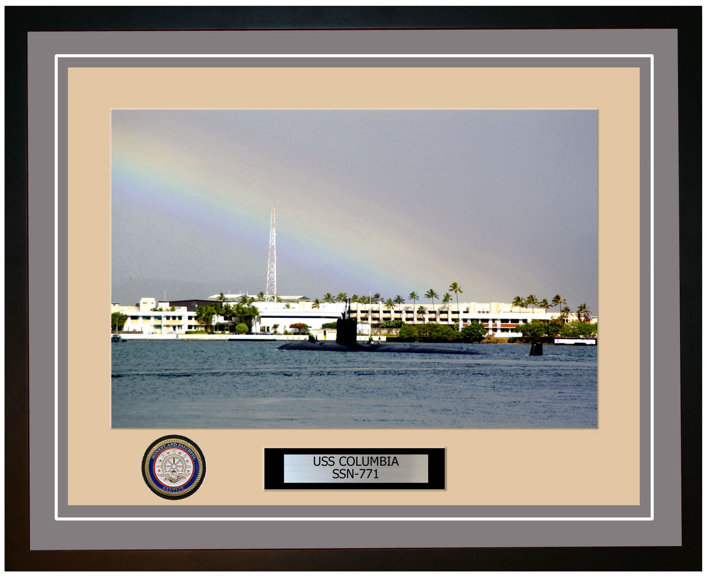 USS Columbia SSN-771 Framed Navy Ship Photo Grey