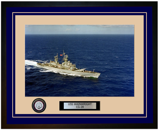 USS WAINWRIGHT CG-28 Framed Navy Ship Photo Blue