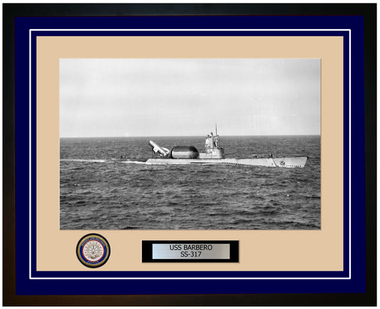 USS Barbero SS-317 Framed Navy Ship Photo Blue