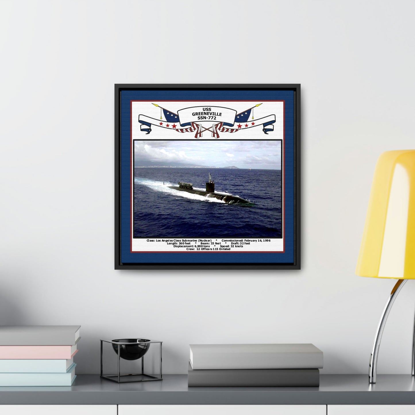 USS Greeneville SSN-772 Navy Floating Frame Photo Desk View