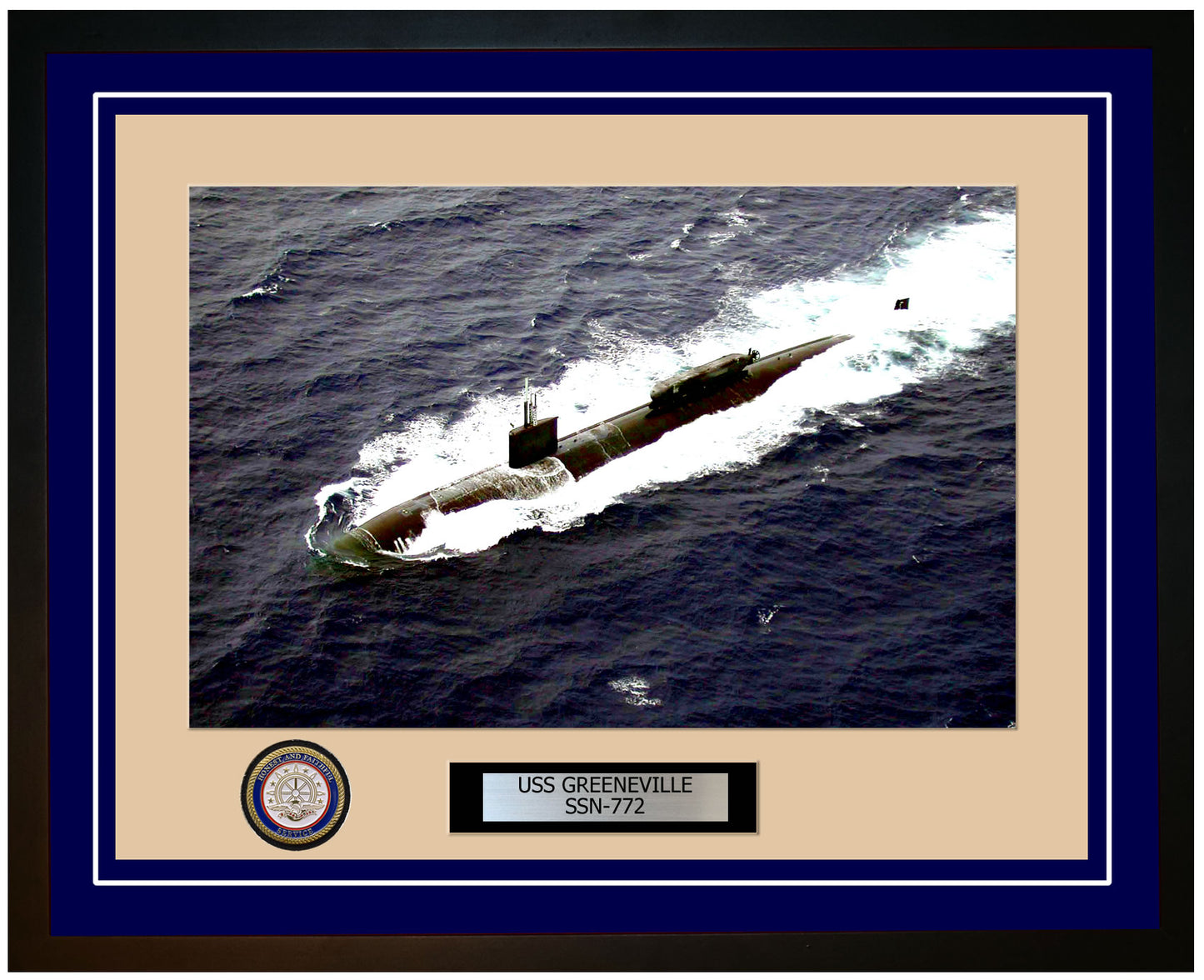 USS Greeneville SSN-772 Framed Navy Ship Photo Blue