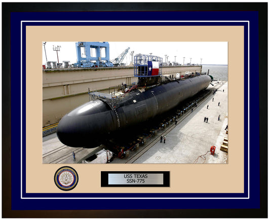 USS Texas SSN-775 Framed Navy Ship Photo Blue