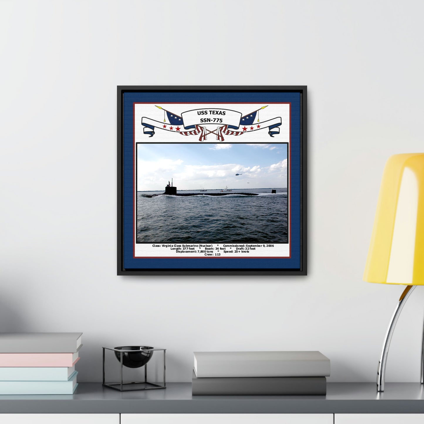 USS Texas SSN-775 Navy Floating Frame Photo Desk View