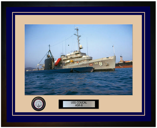 USS COUCAL ASR-8 Framed Navy Ship Photo Blue