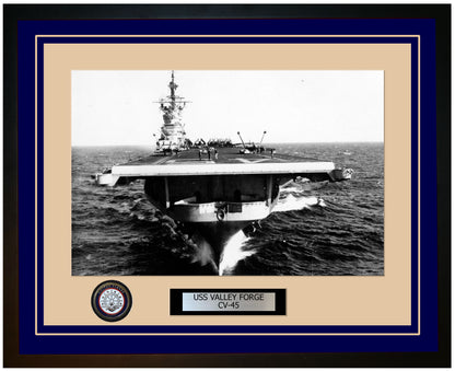 USS VALLEY FORGE CV-45 Framed Navy Ship Photo Blue
