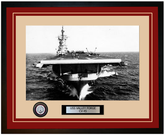 USS VALLEY FORGE CV-45 Framed Navy Ship Photo Burgundy