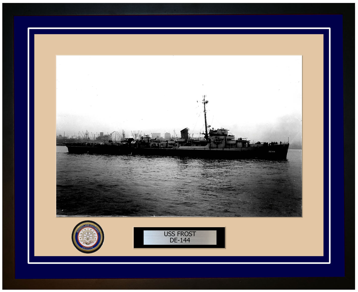 USS Frost DE-144 Framed Navy Ship Photo Blue