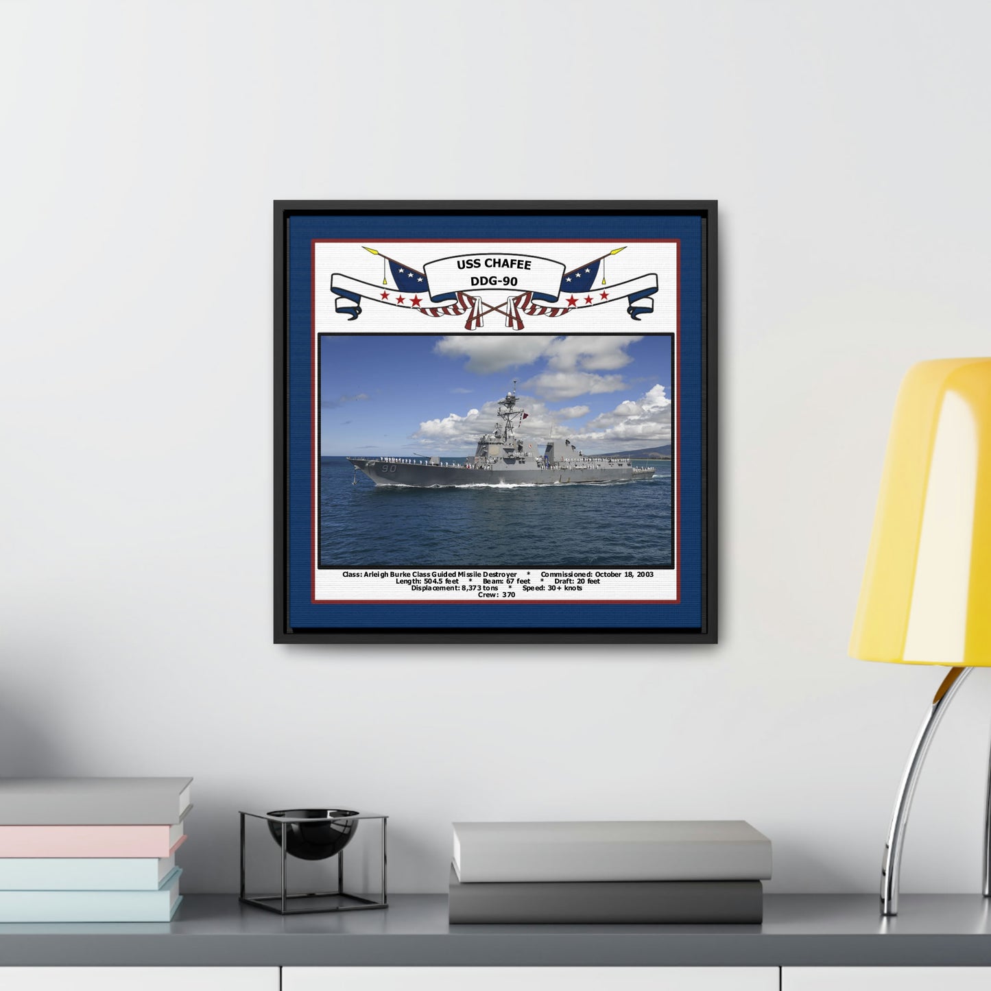 USS Chafee DDG-90 Navy Floating Frame Photo Desk View