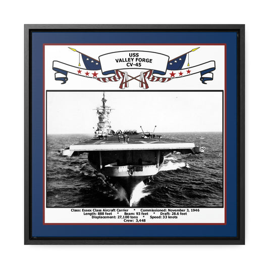 USS Valley Forge CV-45 Navy Floating Frame Photo Front View