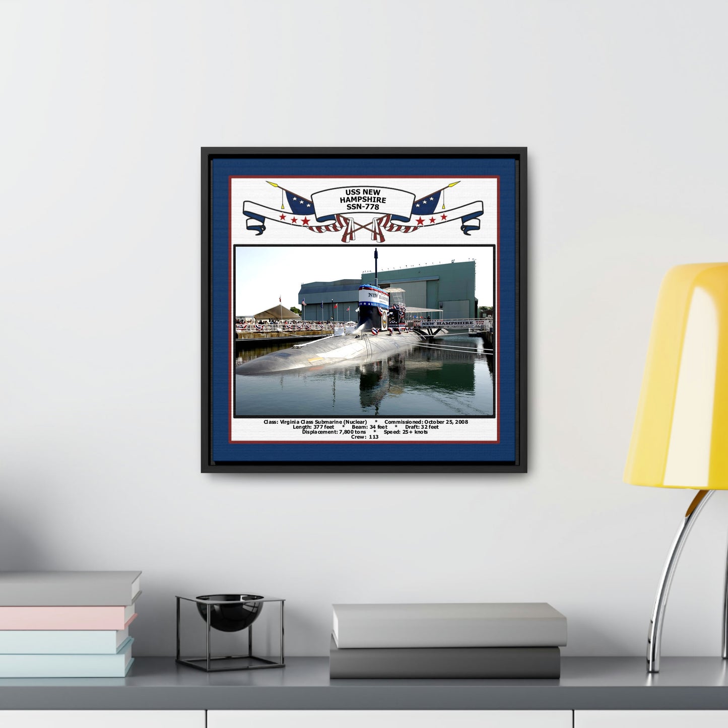 USS New Hampshire SSN-778 Navy Floating Frame Photo Desk View