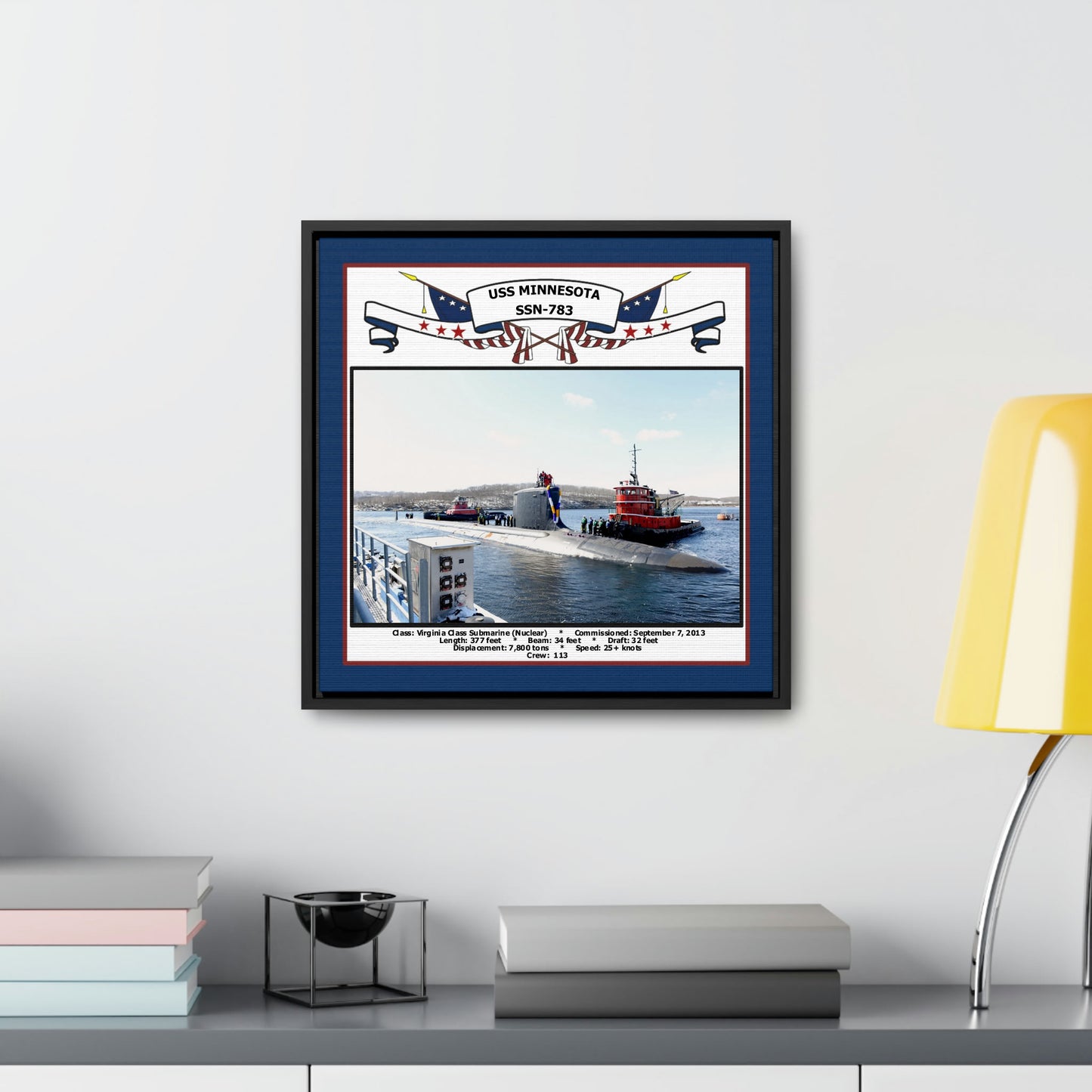 USS Minnesota SSN-783 Navy Floating Frame Photo Desk View