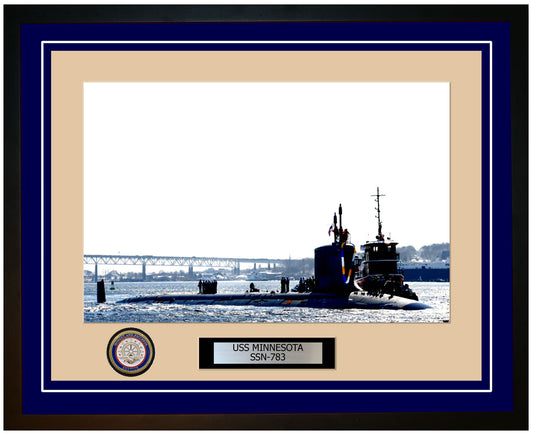 USS Minnesota SSN-783 Framed Navy Ship Photo Blue