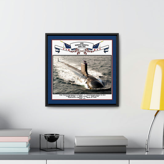 USS North Dakota SSN-784 Navy Floating Frame Photo Desk View