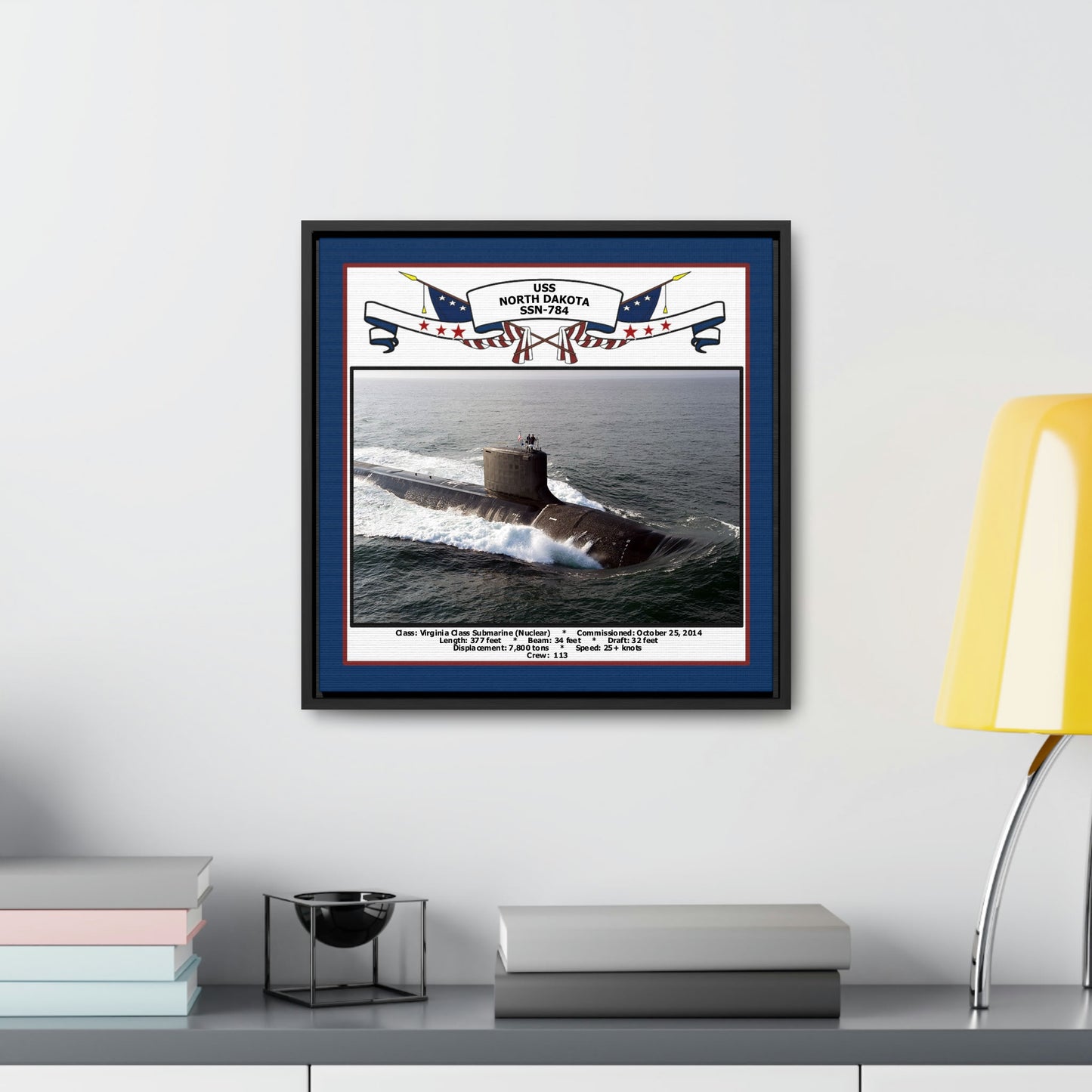 USS North Dakota SSN-784 Navy Floating Frame Photo Desk View