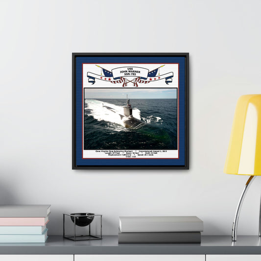 USS John Warner SSN-785 Navy Floating Frame Photo Desk View