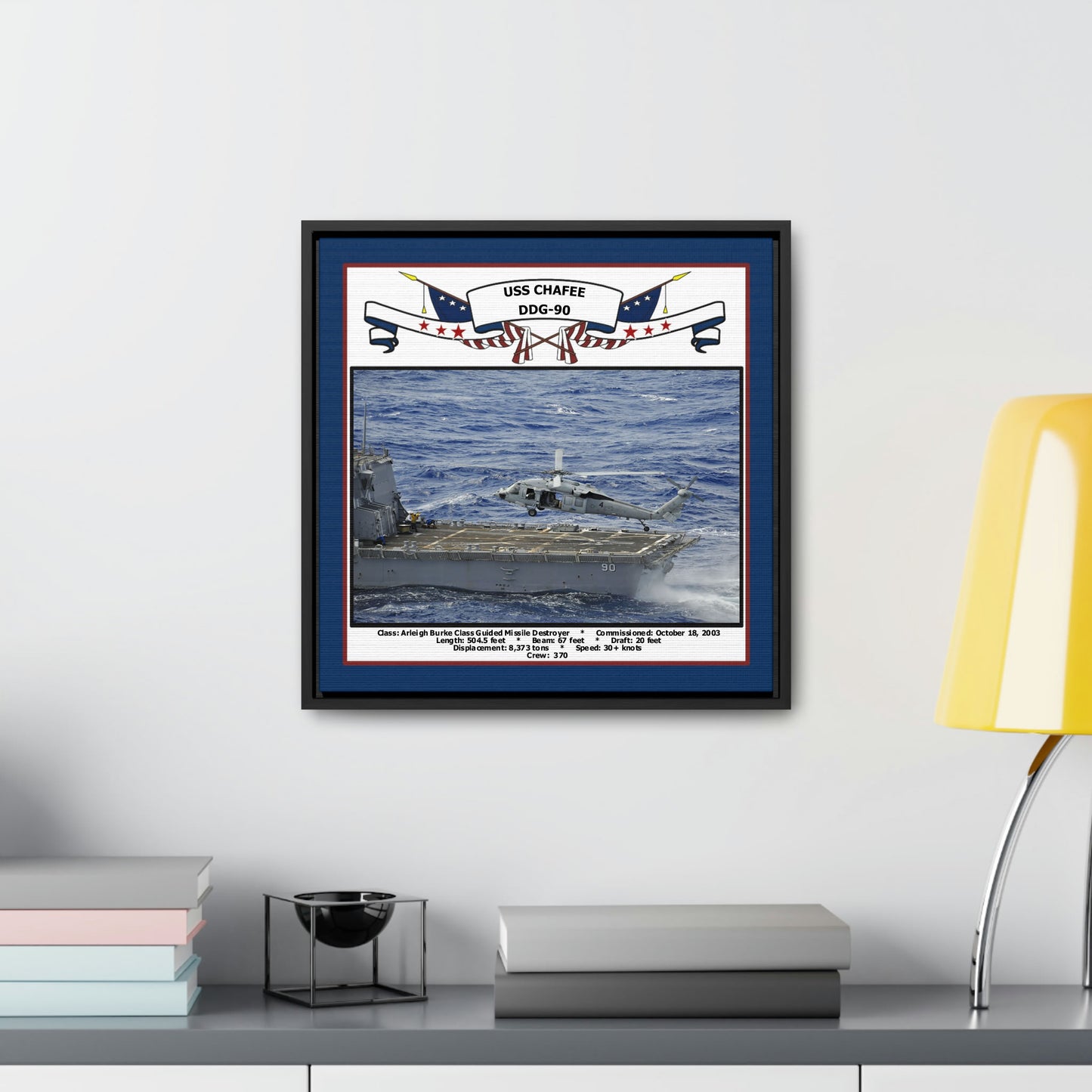 USS Chafee DDG-90 Navy Floating Frame Photo Desk View