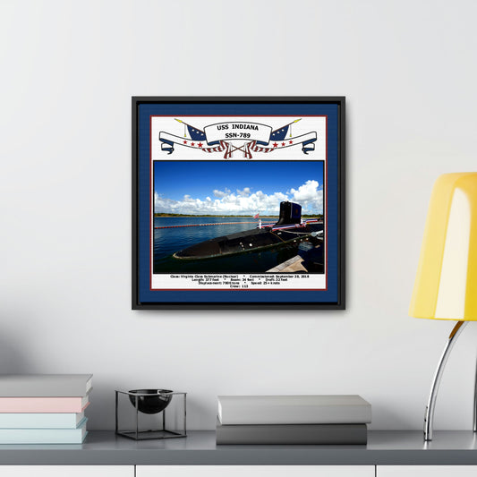 USS Indiana SSN-789 Navy Floating Frame Photo Desk View