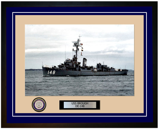 USS Brough DE-148 Framed Navy Ship Photo Blue
