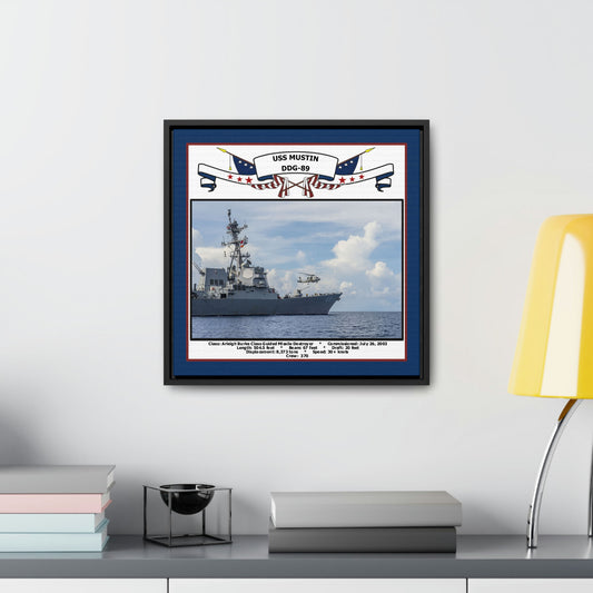 USS Mustin DDG-89 Navy Floating Frame Photo Desk View