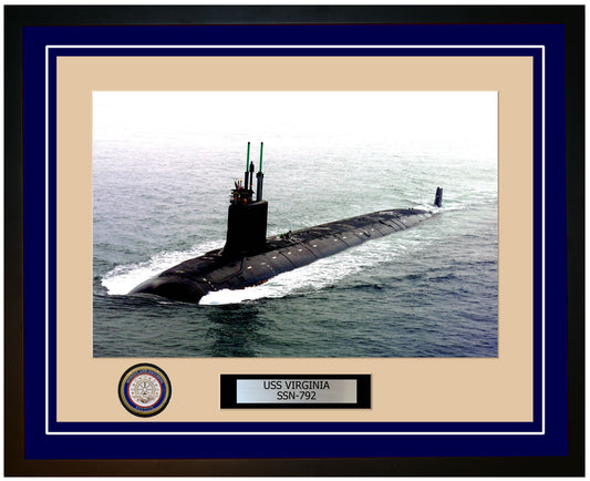 USS Virginia SSN-792 Framed Navy Ship Photo Blue