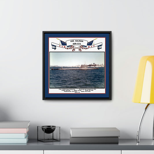 USS Salmon SSR-573 Navy Floating Frame Photo Desk View