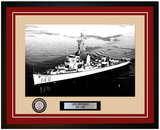 USS Brough DE-148 Framed Navy Ship Photo Burgundy