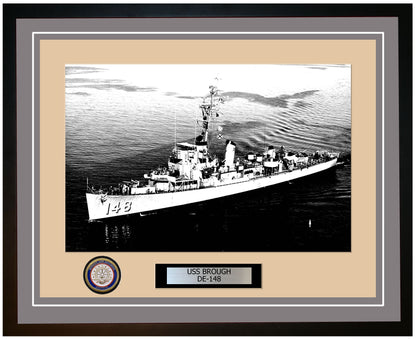 USS Brough DE-148 Framed Navy Ship Photo Grey