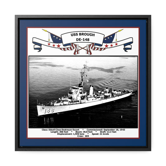 USS Brough DE-148 Navy Floating Frame Photo Front View