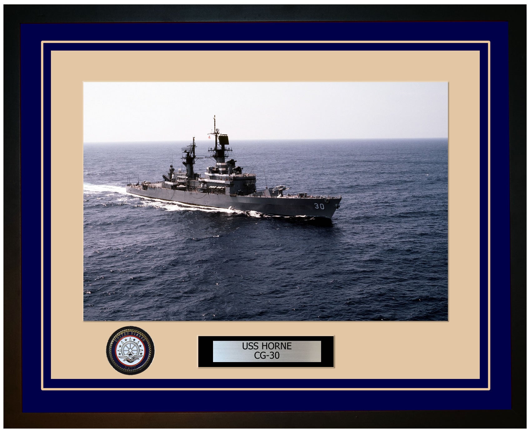 USS HORNE CG-30 Framed Navy Ship Photo Blue