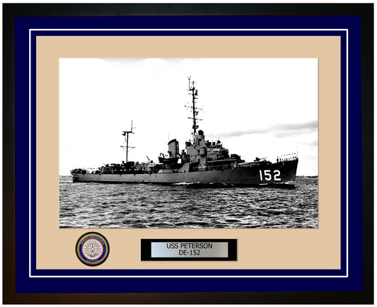 USS Peterson DE-152 Framed Navy Ship Photo Blue
