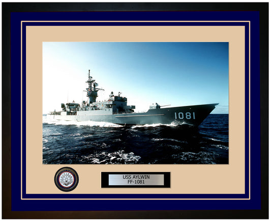 USS AYLWIN FF-1081 Framed Navy Ship Photo Blue