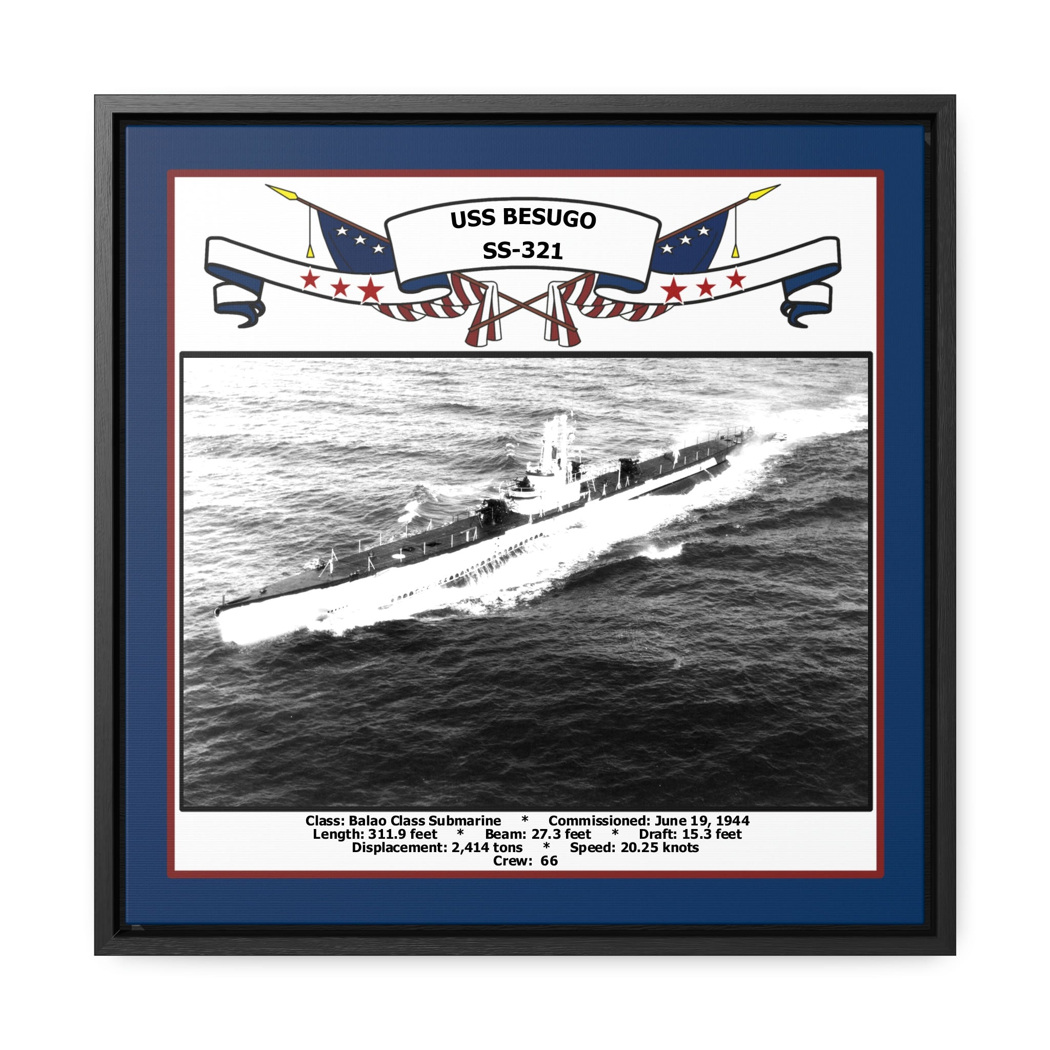 USS Besugo SS321 Navy Floating Frame Photo Navy Emporium