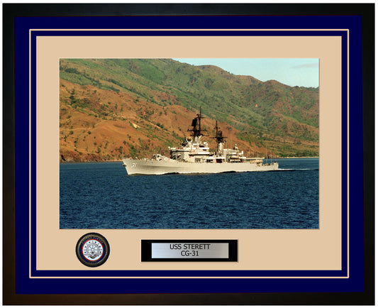 USS STERETT CG-31 Framed Navy Ship Photo Blue