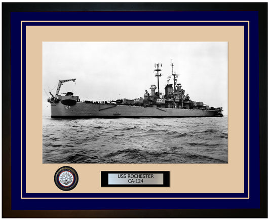 USS ROCHESTER CA-124 Framed Navy Ship Photo Blue