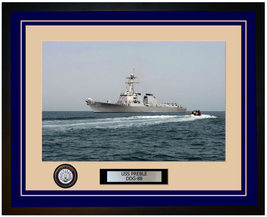USS PREBLE DDG-88 Framed Navy Ship Photo Blue