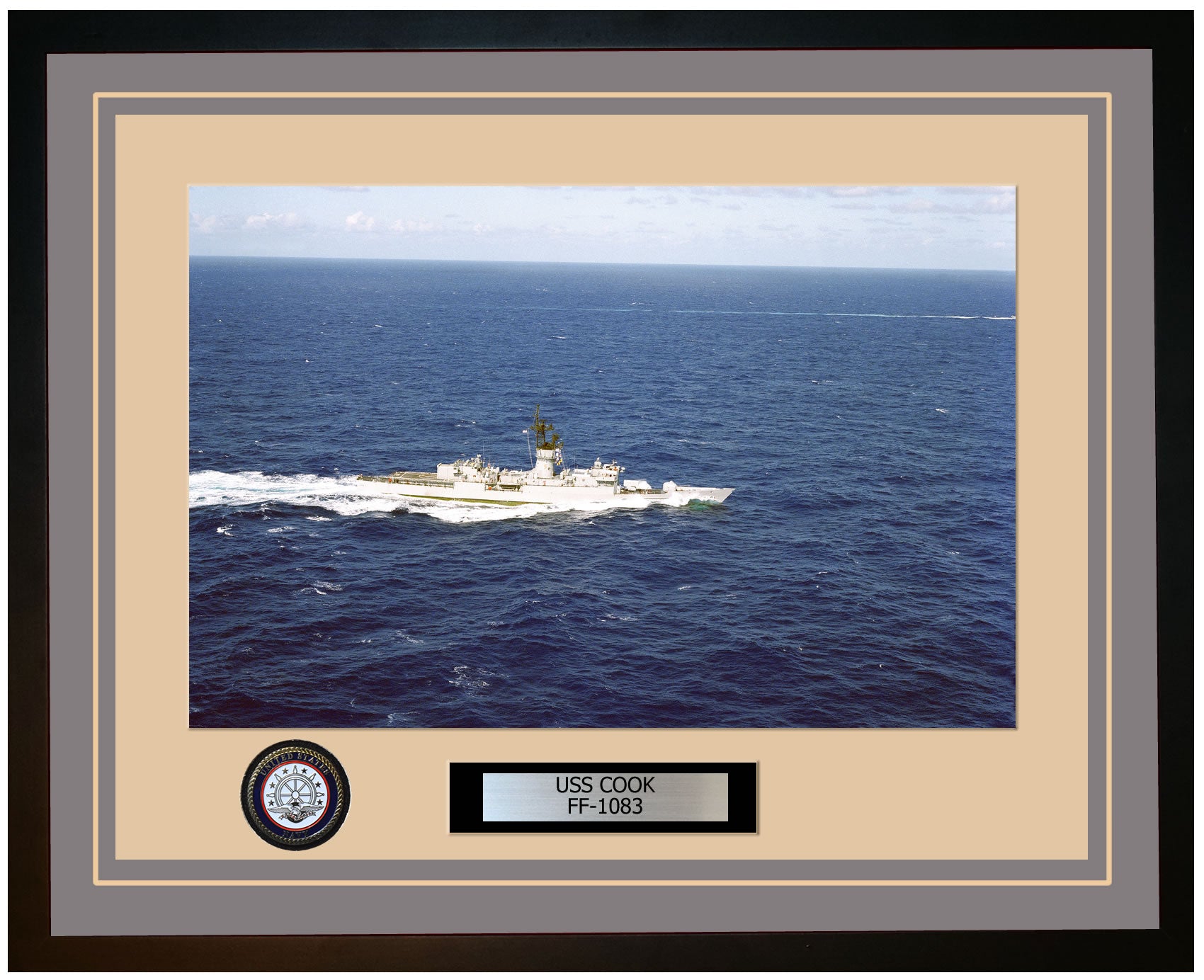 USS COOK FF-1083 Framed Navy Ship Photo Grey