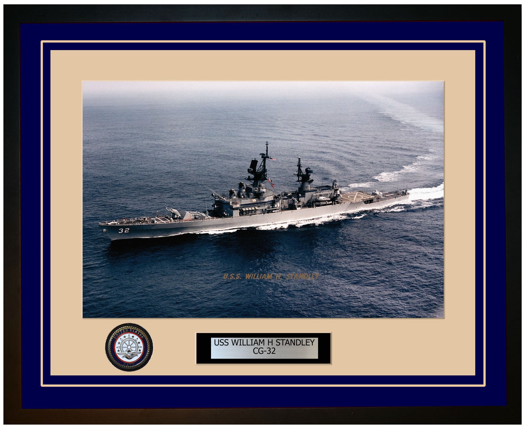 USS WILLIAM H STANDLEY CG-32 Framed Navy Ship Photo Blue