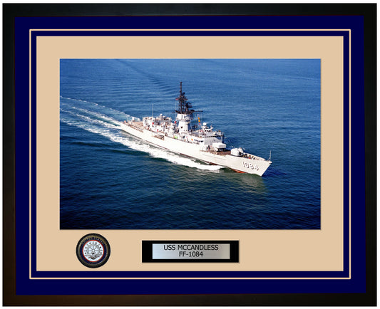 USS MCCANDLESS FF-1084 Framed Navy Ship Photo Blue
