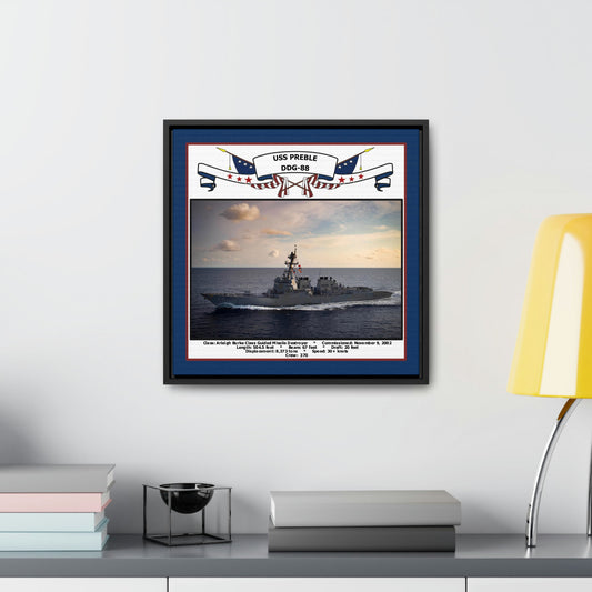 USS Preble DDG-88 Navy Floating Frame Photo Desk View