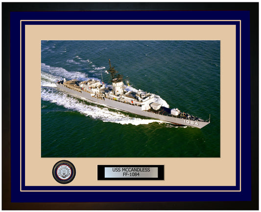 USS MCCANDLESS FF-1084 Framed Navy Ship Photo Blue
