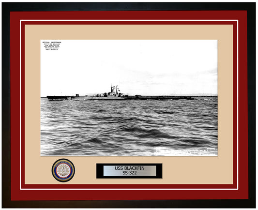 USS Blackfin SS-322 Framed Navy Ship Photo Burgundy