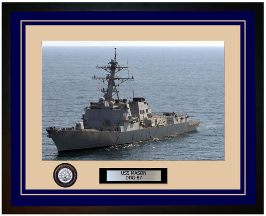 USS MASON DDG-87 Framed Navy Ship Photo Blue