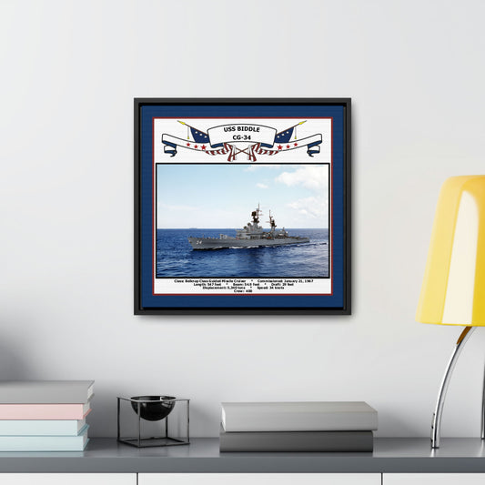 USS Biddle CG-34 Navy Floating Frame Photo Desk View