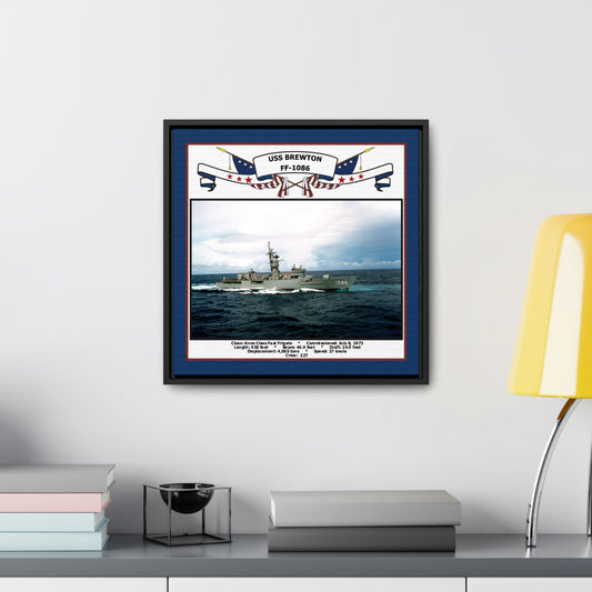 USS Brewton FF-1086 Navy Floating Frame Photo Desk View