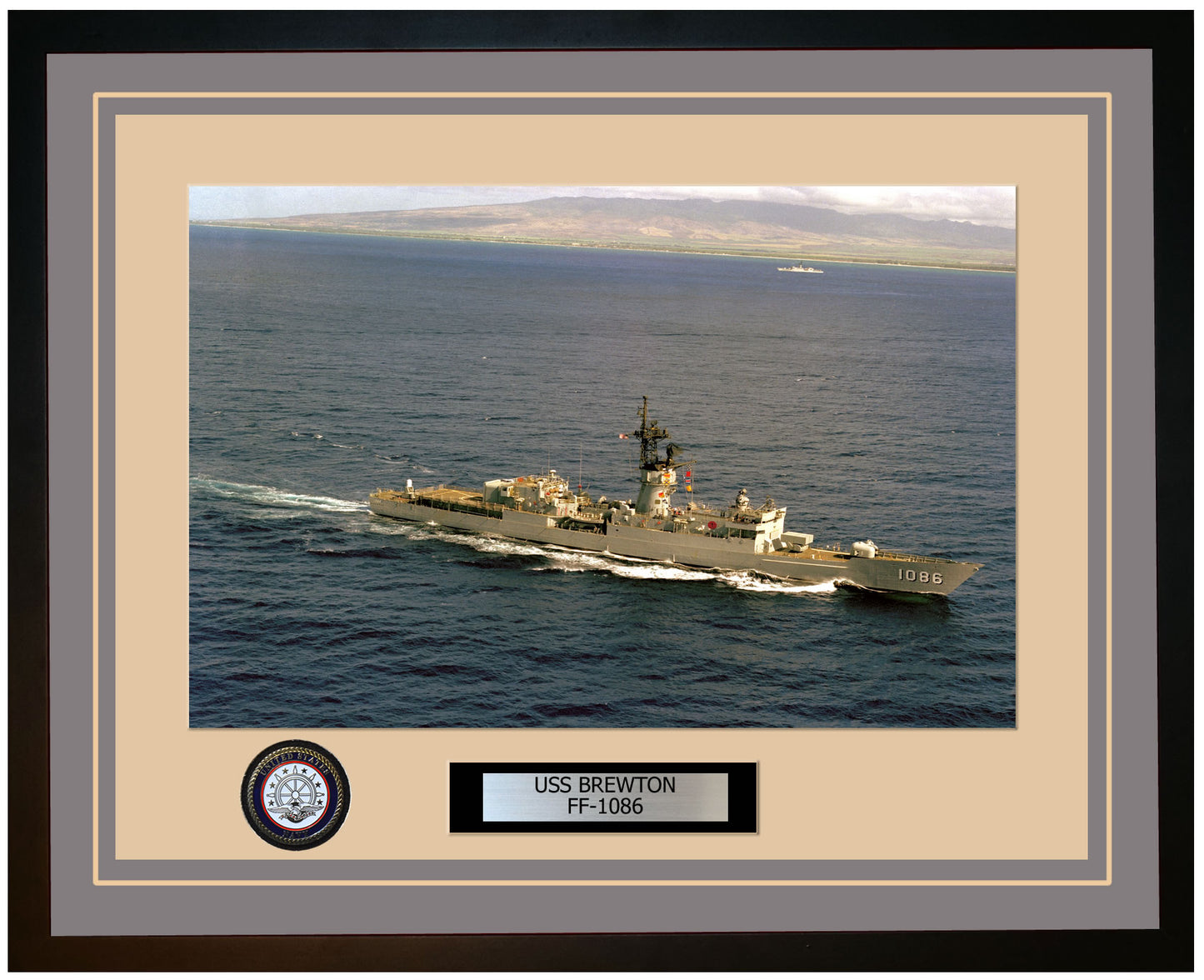 USS BREWTON FF-1086 Framed Navy Ship Photo Grey