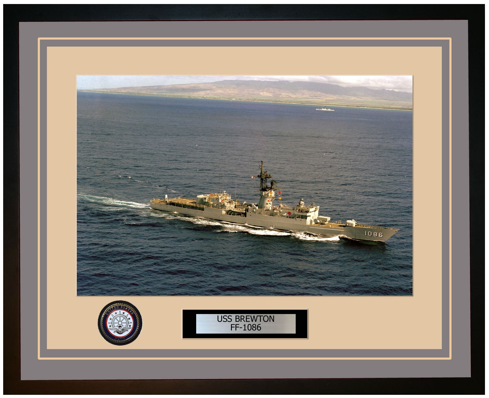 USS BREWTON FF-1086 Framed Navy Ship Photo Grey