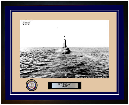 USS Caiman SS-323 Framed Navy Ship Photo Blue